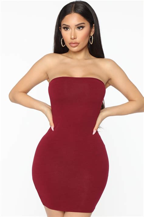 Keep It Cute Tube Mini Dress Wine In 2021 Mini Tube Dress Fashion Nova Dress Mini Dress