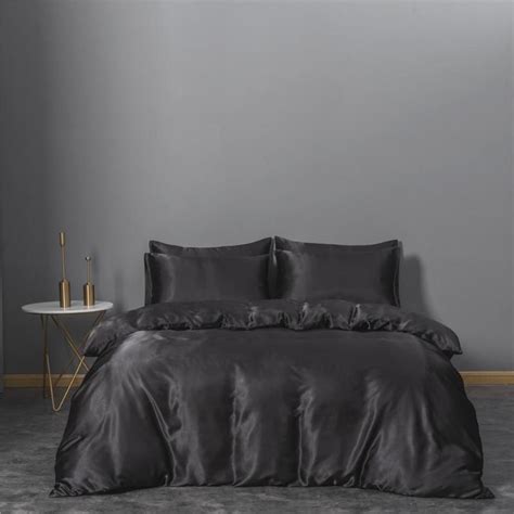 Black Satin Silk Bedding Set Luxury Queen King Size Bed Set Quilt Duvet Cover Linens And