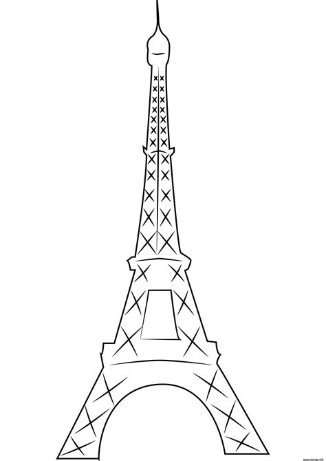 Coloriage Simple Tour Eiffel De Paris En France