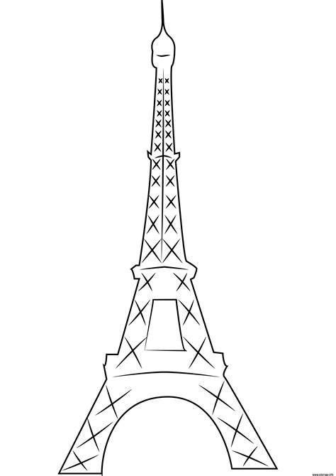 Coloriage simple tour eiffel de paris en France  JeColorie.com