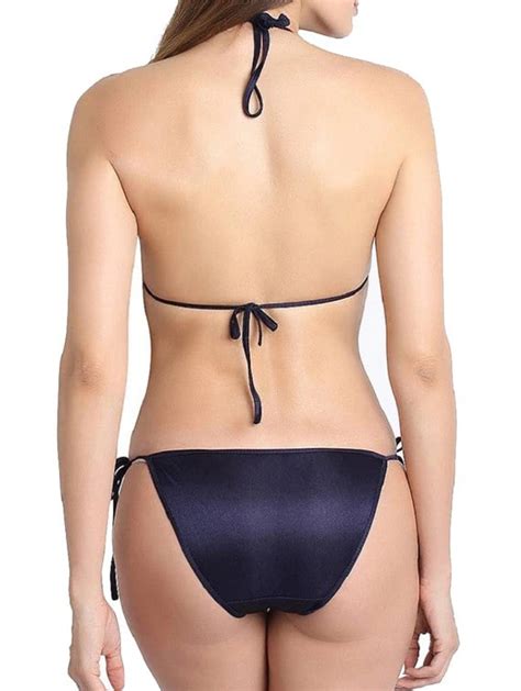 Buy Online Navy Blue Satin Bra And Panty Set From Lingerie For Women By You Forever For ₹208 At