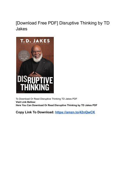 Download Free Pdf Disruptive Thinking By Td Jakes