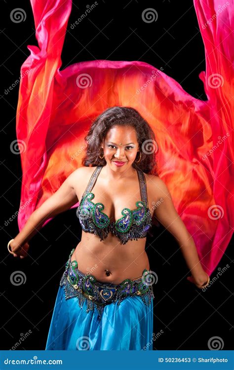 Belly Dancer With Fiery Veil Stock Image Image Of Latina Standing 50236453