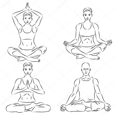 Yoga poses easy 890 all new yoga poses line drawings. Yoga sketch set — Stock Vector © igorij #4090916
