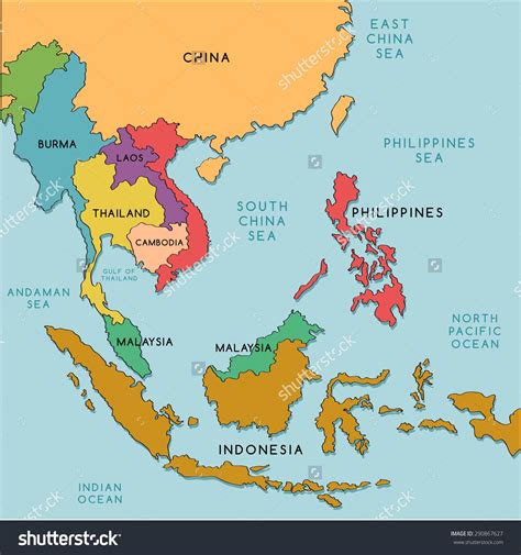 South East Asia Political Map Map Vector