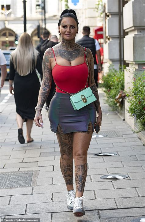 Jemma Lucy Puts On A Busty Display In Scarlet Vest For Lunch With Pals