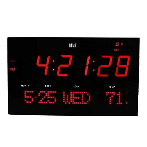 Hito Extra Large Atomic Radio Controlled Led Wall Clock Red You Can