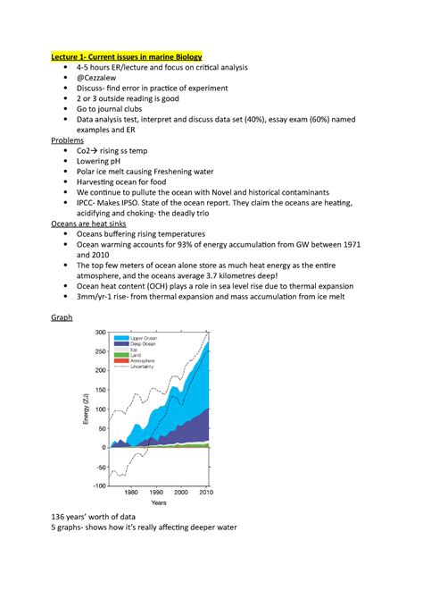 Lecture 1- current issues in marine biology - State of the ocean report