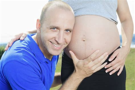 A Portrait Of A Pregnant Wife With Her Husband Stock Image Image Of