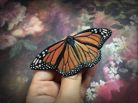 Hand Tooled Leather Monarch Butterfly Brooch Original T Etsy