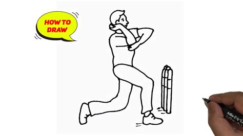 How To Draw Cricket Player Bowler Easy And Step By Step Youtube