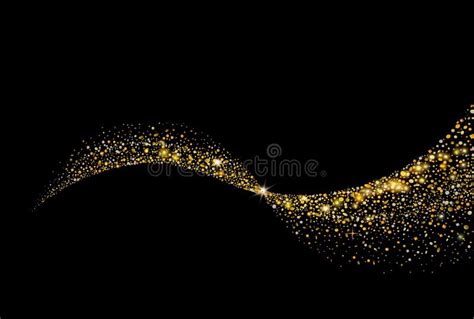 Vector Gold Glitter Confetti Wave On Black Background Stock Vector