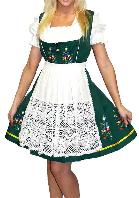 dirndl german trachten dress oktoberfest embroidered 3 pcs short black waitress trachtenmode