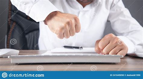 Angry Businessman Showing His Fists Stock Photo Image Of Gesture