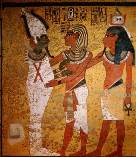 Tutankhamun Is Welcomed By Osiris Wall Painting Ancient Egyptian
