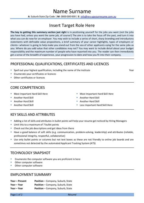 There are three cv primary format options to choose from: Free Australian Resume Template | Rev-Up Your Resume