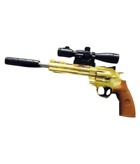 Darling Toys Golden Revolver Toy Gun With Laser 100 Bb Bullets Free