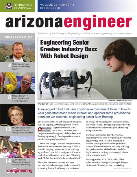 Arizona Engineer 2010 Spring Edition By University Of Arizona College