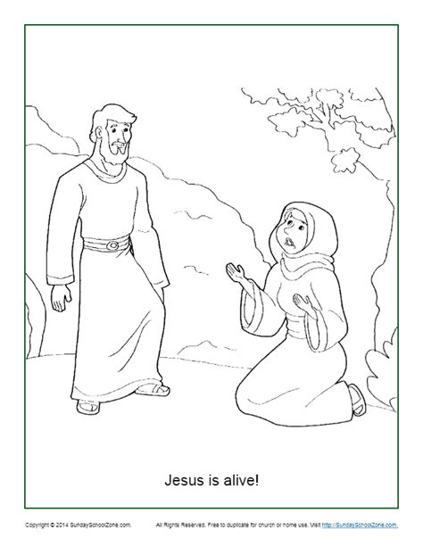 Jesus Is Alive Resurrection Coloring Page On Sunday School Zone