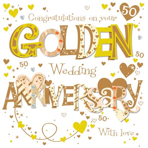 On Your Golden 50th Anniversary Greeting Card Cards Love Kates