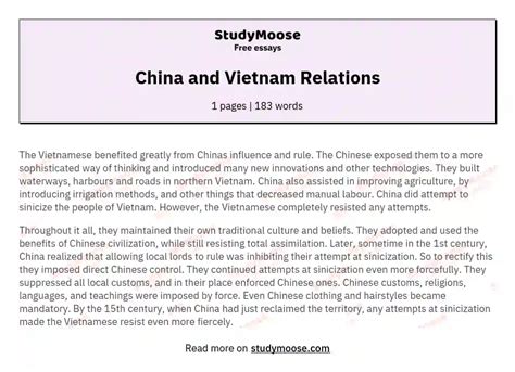 China And Vietnam Relations Free Essay Example