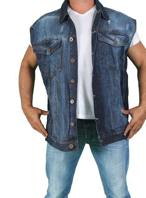 Gear up with a great new textile or denim motorcycle vest for great protection & style from dennis kirk. MEN'S BIKER BLUE SLEEVELESS DENIM MOTORCYCLE VEST BUTTON ...