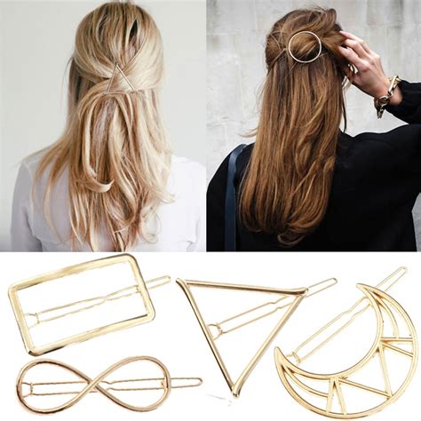 Fashion Woman Hair Accessories Geometric Metal Hollow Hair Clips Simple