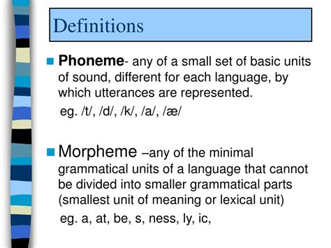 Ppt From The Phoneme To The Morpheme Powerpoint Presentation Free