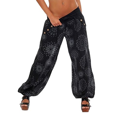 Fashion Floral Printed Womens Casual Loose Wide Leg Baggy Harem Pants