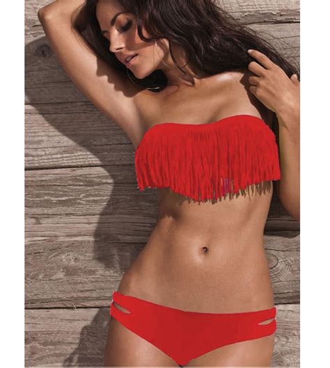 Red Fringe Bikini Bk6306