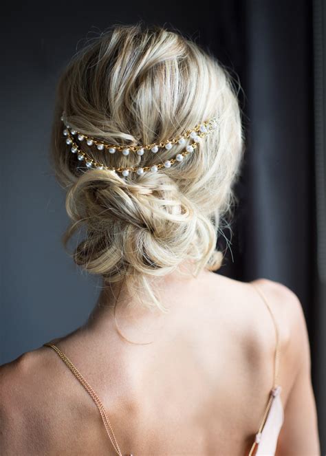 Gold Pearl Bridal Hair Chain Wedding Hair Wrap Pearl Grecian Etsy