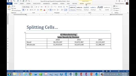 Merging And Splitting Table Cells In Microsoft Office Word Tables Youtube