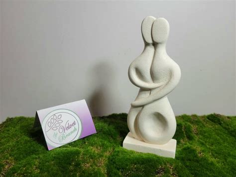 Modern Stone Couple Statue Hugging Loving Figurine Sculpture Etsy