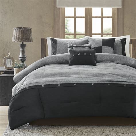 Rochelle pinches pleat black comforter set is all about adding value and substance to your room. BEAUTIFUL MODERN CASUAL GREY BLACK COZY BUTTON CABIN ...