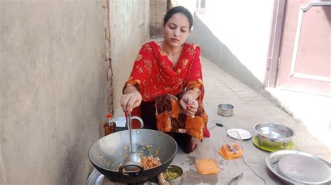 Punjabi Women Cooking Food At Her Home Indian Morning Kitchen Routine