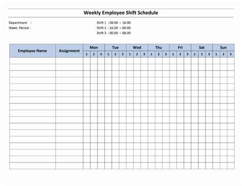 Free Monthly Work Schedule Template Weekly Employee 8 Hour Within