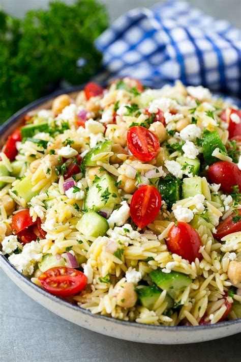 Maybe you would like to learn more about one of these? Salad Recipes Orzo salad with vegetables and feta #gemuse ...