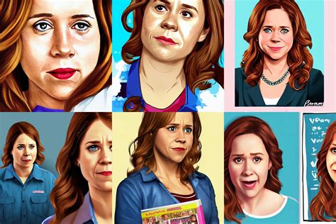 Illustrated Portrait Of Pam Beesly From The Office Stable Diffusion