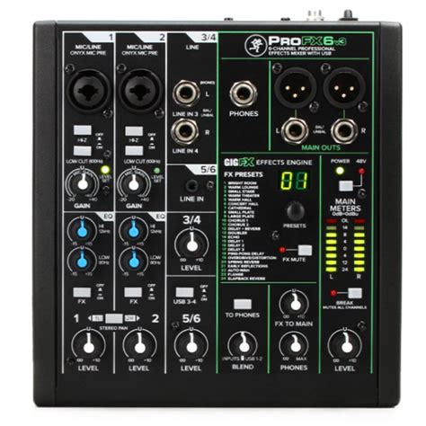 Mackie Profx6v3 6 Channel Mixer With Usb And Effects