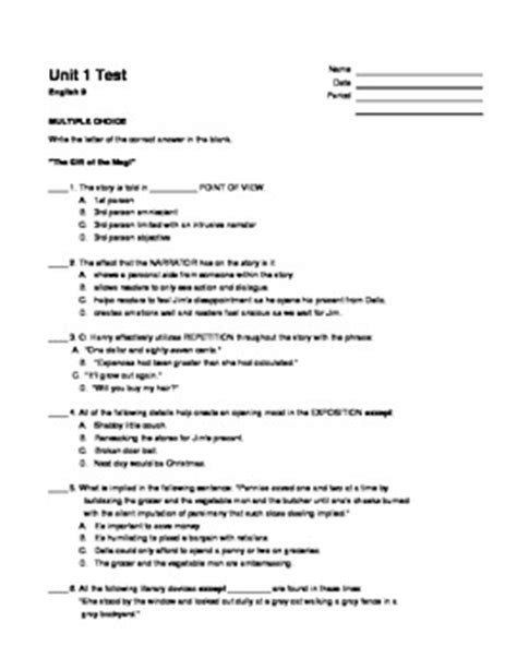 Task a consists of 5 questions where learners are expected to understand the meaning and usage of particular words / phrases in a given context. 9th Grade English Common Core Unit 1 TEST by Amy Keliher | TpT