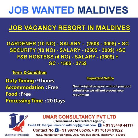JOB VACANCY RESORT IN MALDIVES- January 7, 2021