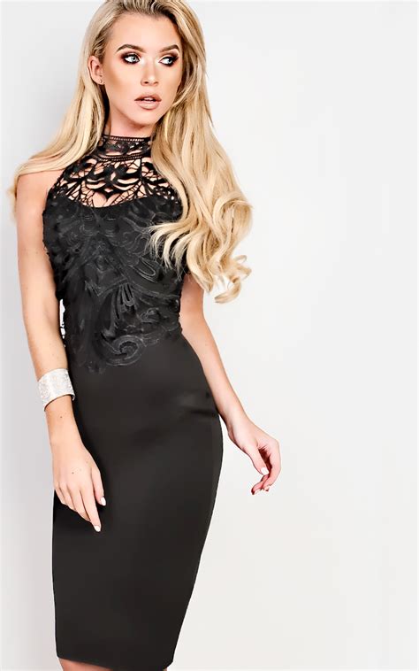 Ayana Lace Bodycon Dress In Black Ikrush