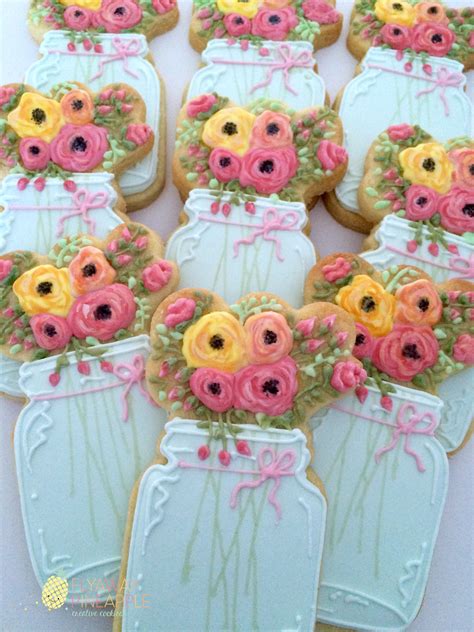 Mason jar cookies, Wedding cookies, Mother's Day cookies | Flower cookies, Mason jar cookies ...
