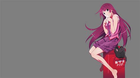 995853 white skin senjougahara hitagi monogatari series anime girls purple hair anime fan