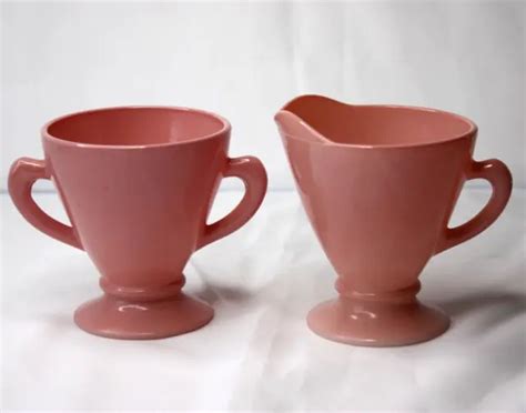 Vintage Hazel Atlas Milk Glass Ovide Platonite Pink Sugar Bowl