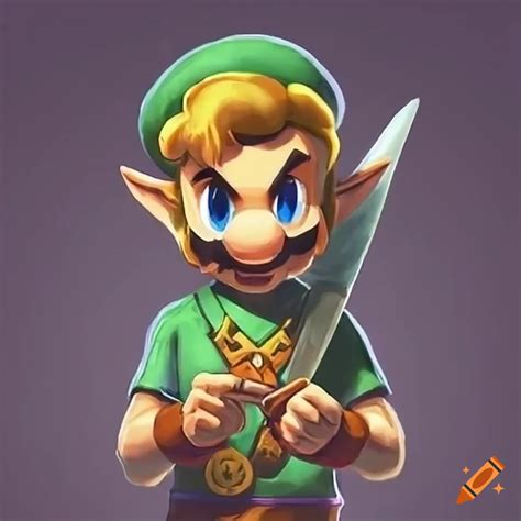 Crossover Of Legend Of Zelda And Super Mario Brothers Video Games On