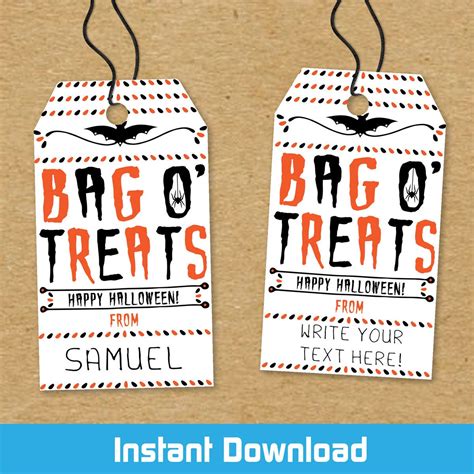 Free Printable Halloween Treat Bag Tags