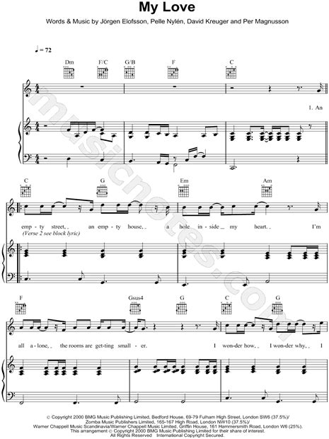 And all my love, i'm holding on forever reaching for the love that seems so far. Westlife "My Love" Sheet Music in C Major - Download ...
