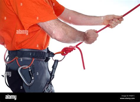 Climber With Rope Stock Photo Alamy