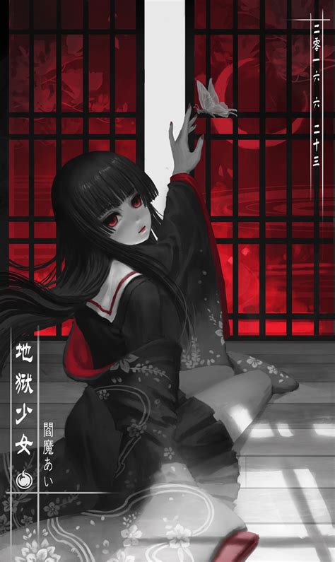Wallpaper Jigoku Shoujo Gadis Anime Enma Ai 953x1600